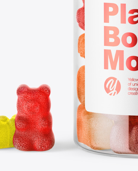 Plastic Bottle with Sugared Gummies Mockup