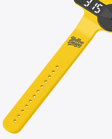 Fitness Silicone Bracelet Mockup - Half Side View