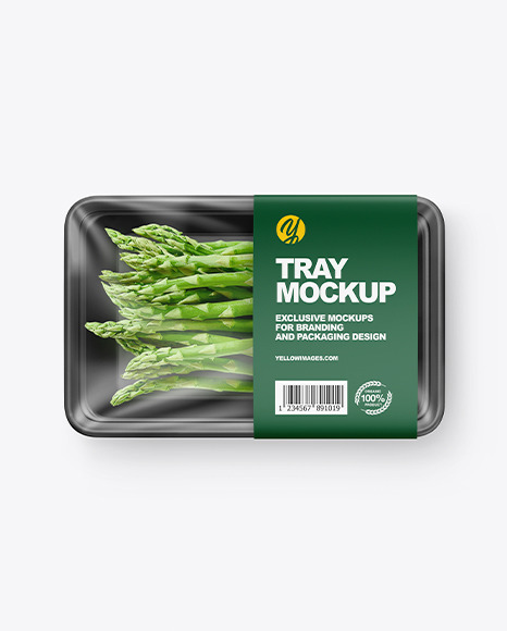 Plastic Tray W/ Asparagus Mockup