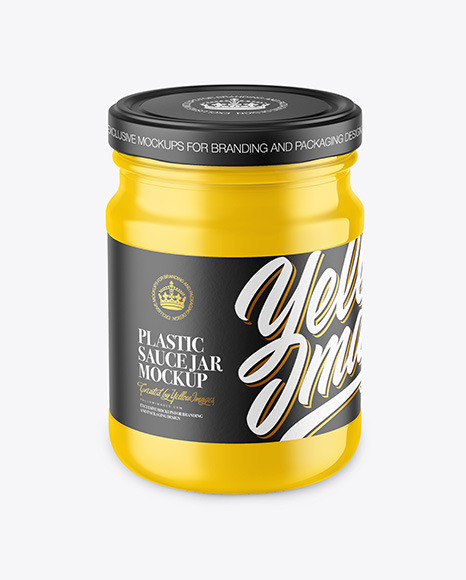 Glossy Plastic Sauce Jar Mockup - Honey jar mockup