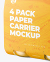 4 Bottles w/ Orange Juice Pack Paper Carrier Mockup