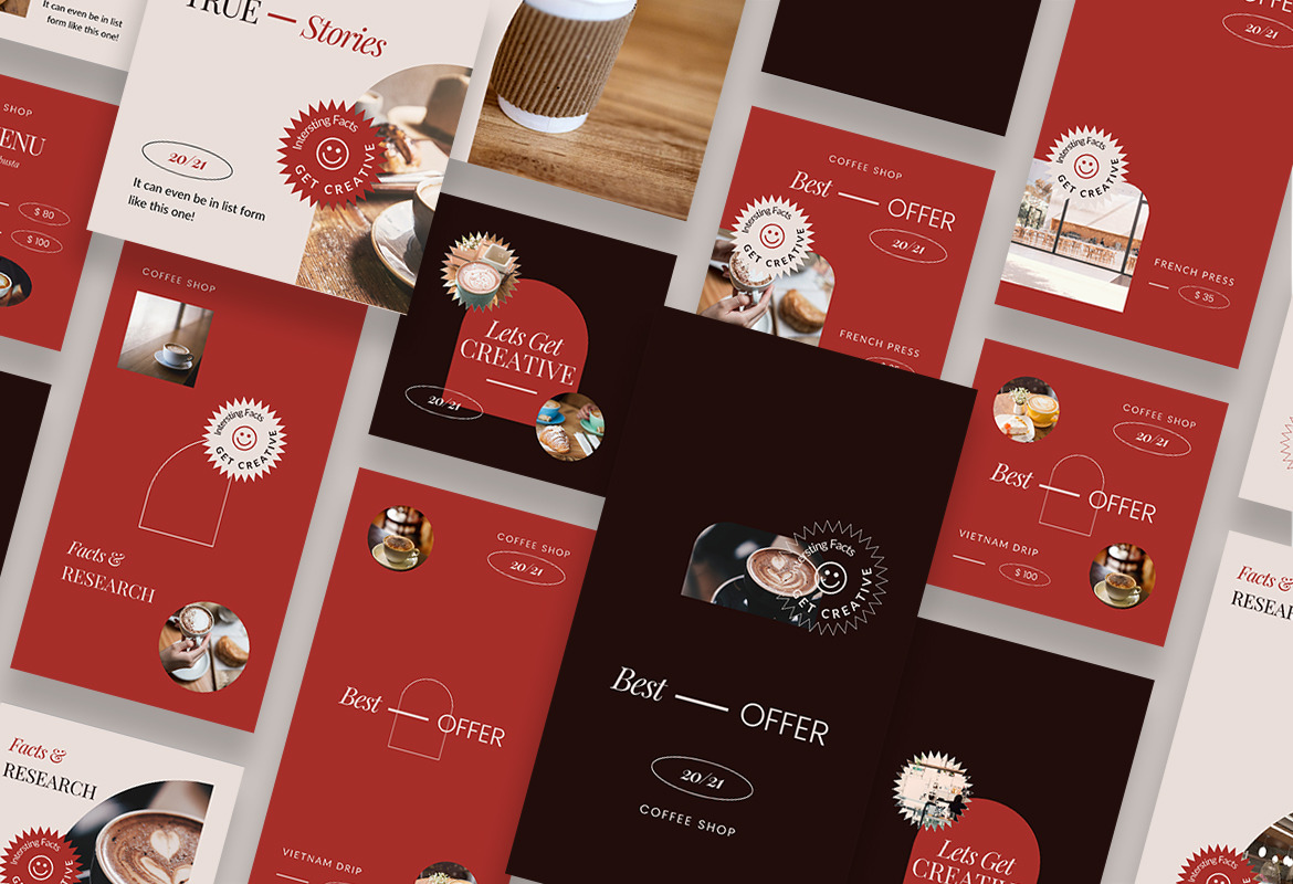 Bold Retro Coffee Shop Instagram Post and Story Template Bold Retro Coffee Shop Instagram Post and Story Template