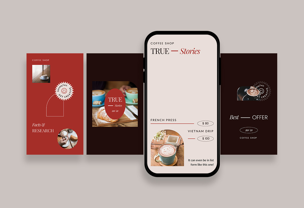 Bold Retro Coffee Shop Instagram Post and Story Template Bold Retro Coffee Shop Instagram Post and Story Template