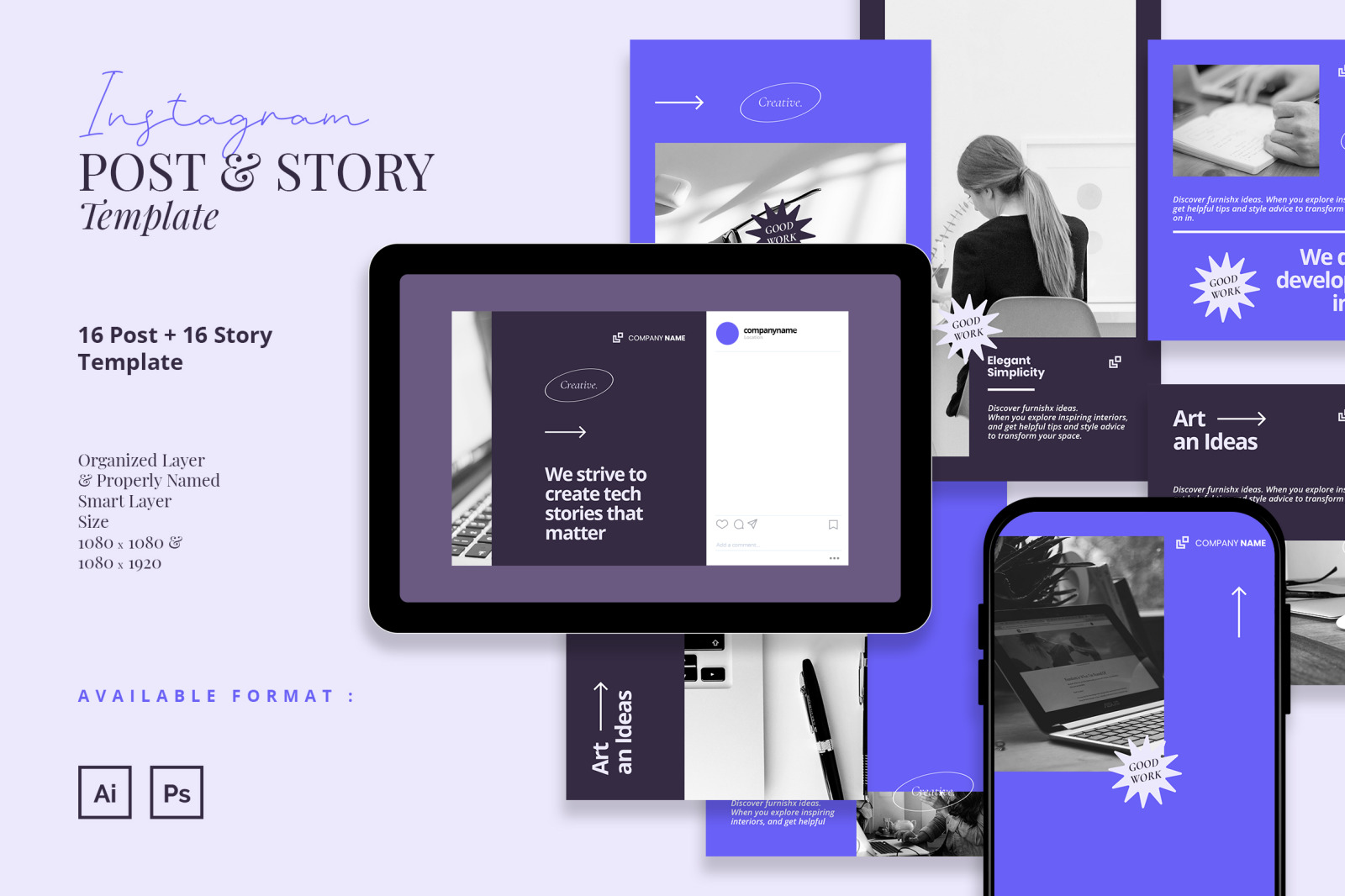 Clear Blue Modern Freelancing Instagram Template