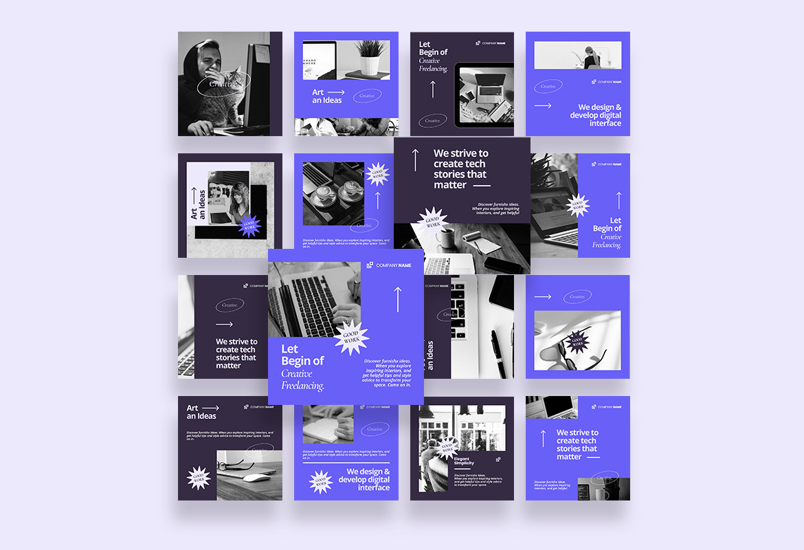 Clear Blue Modern Freelancing Instagram Template