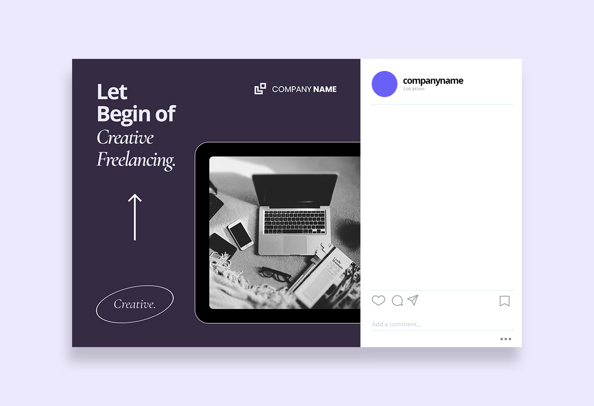 Clear Blue Modern Freelancing Instagram Template