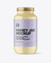 Clear Glass Jar with Creamed Honey Mockup