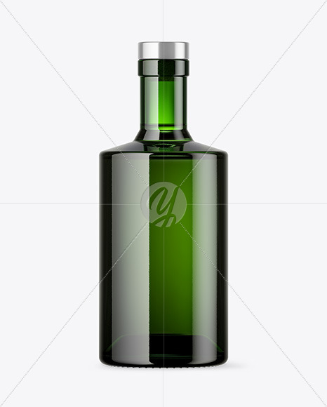 Green Glass Bottle with Wooden Cap Mockup