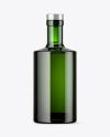 Green Glass Bottle with Wooden Cap Mockup