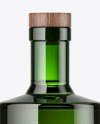 Green Glass Bottle with Wooden Cap Mockup