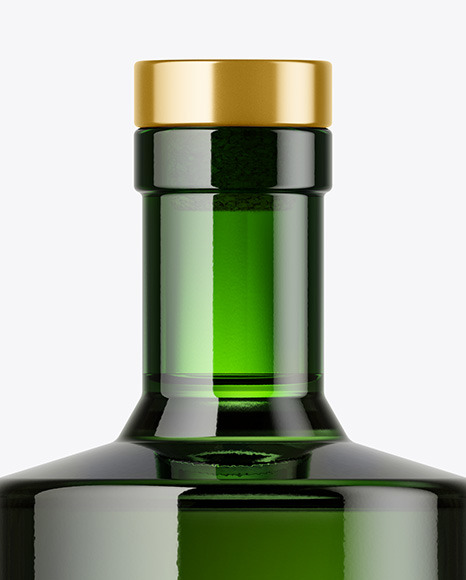 Green Glass Bottle with Wooden Cap Mockup