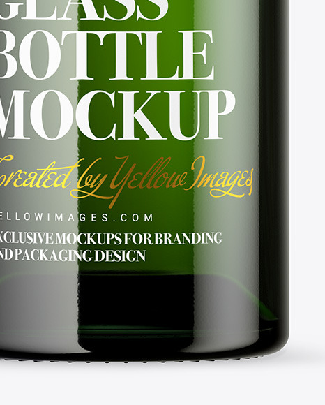 Green Glass Bottle with Wooden Cap Mockup