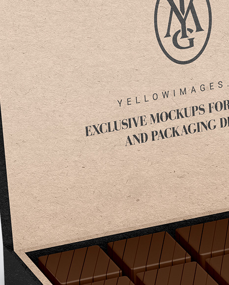 Kraft Paper Box of Chocolate Sweets Mockup