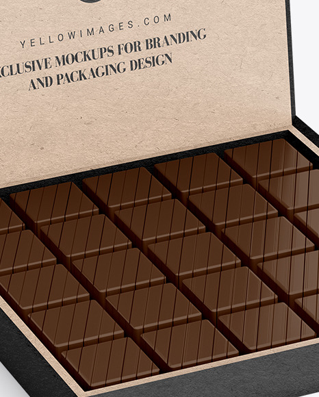 Kraft Paper Box of Chocolate Sweets Mockup