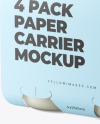 4 Bottles w/ Milk Pack Paper Carrier Mockup