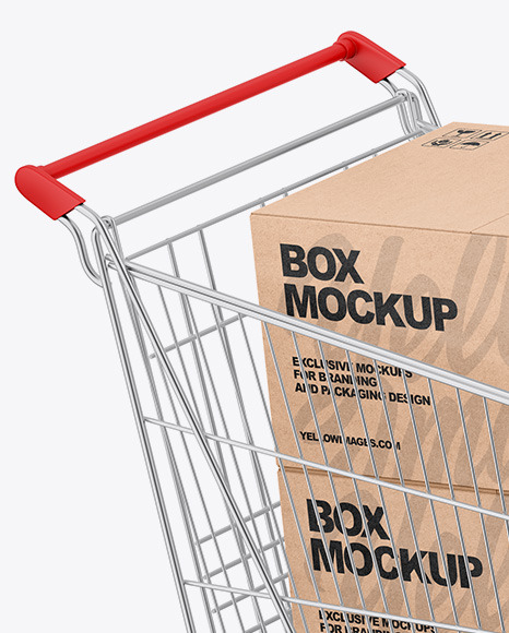 Shopping Cart W/ Kraft Boxes Mockup