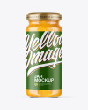 Clear Glass Jar with Mango jam Mockup