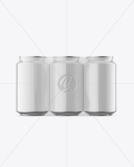 6 Pack Glossy Cans Mockup