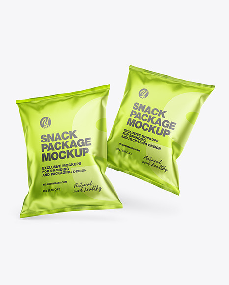 Two Matte Metallic Snack Packages Mockup - Free Download Images High