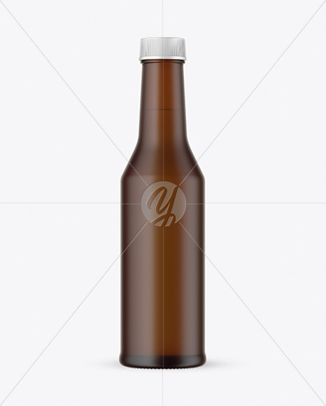 Frosted Amber Glass Bottle Mockup