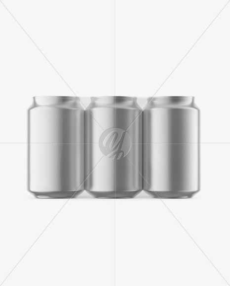 6 Pack Metallic Cans Mockup