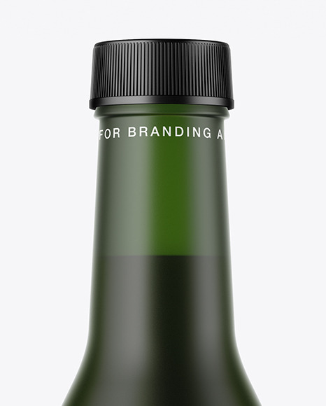 Frosted Green Glass Bottle w/ Dark Drink Mockup