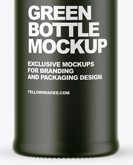 Frosted Green Glass Bottle w/ Dark Drink Mockup