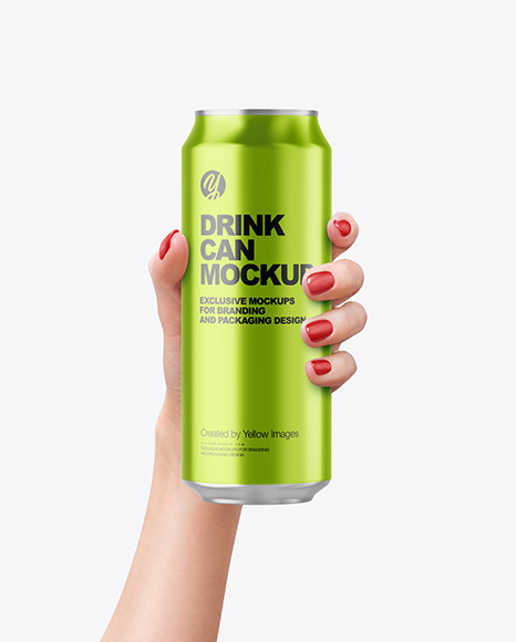 Aluminium Can in a Hand Mockup - Energy drink can mockup