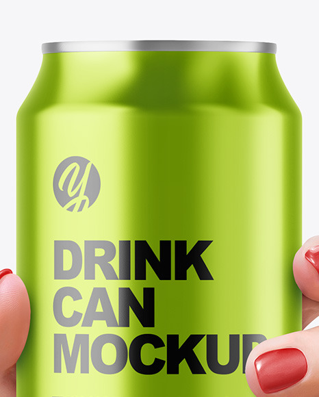 Aluminium Can in a Hand Mockup