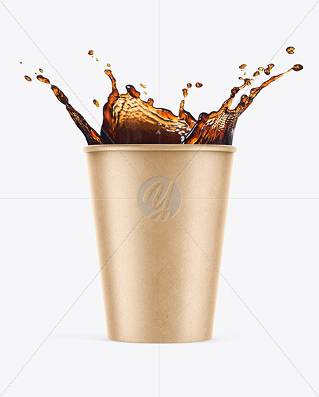 Kraft Paper Soda Cup w/ Splash Mockup