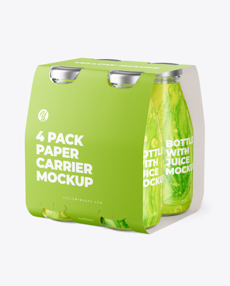 4 Drink Bottles Pack Paper Carrier Mockup