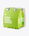 4 Drink Bottles Pack Paper Carrier Mockup