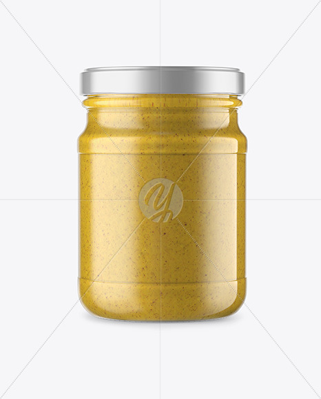 Glass Jar with Mustard Sauce Mockup