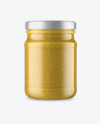 Glass Jar with Mustard Sauce Mockup