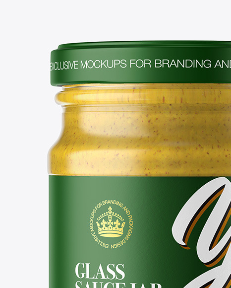 Glass Jar with Mustard Sauce Mockup