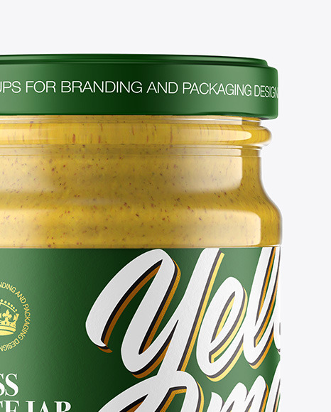 Glass Jar with Mustard Sauce Mockup