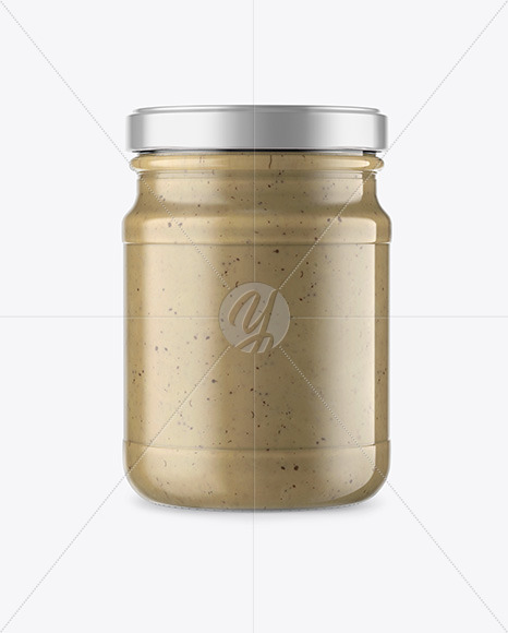 Glass Jar with Mushroom Sauce Mockup