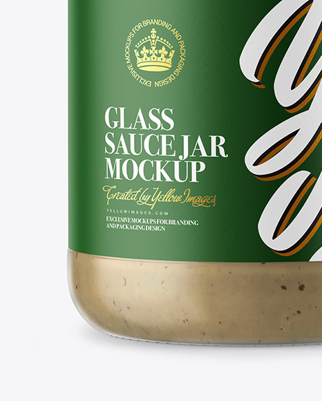 Glass Jar with Mushroom Sauce Mockup