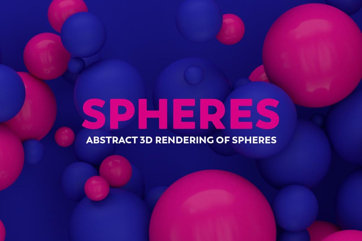 Abstract 3D Rendering Of Spheres -Blue And Pink