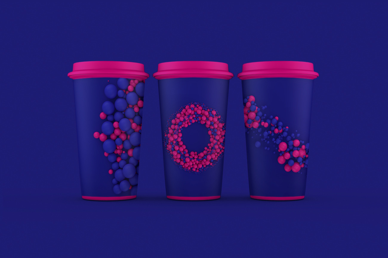 Abstract 3D Rendering Of Spheres -Blue And Pink Abstract 3D Rendering Of Spheres -Blue And Pink