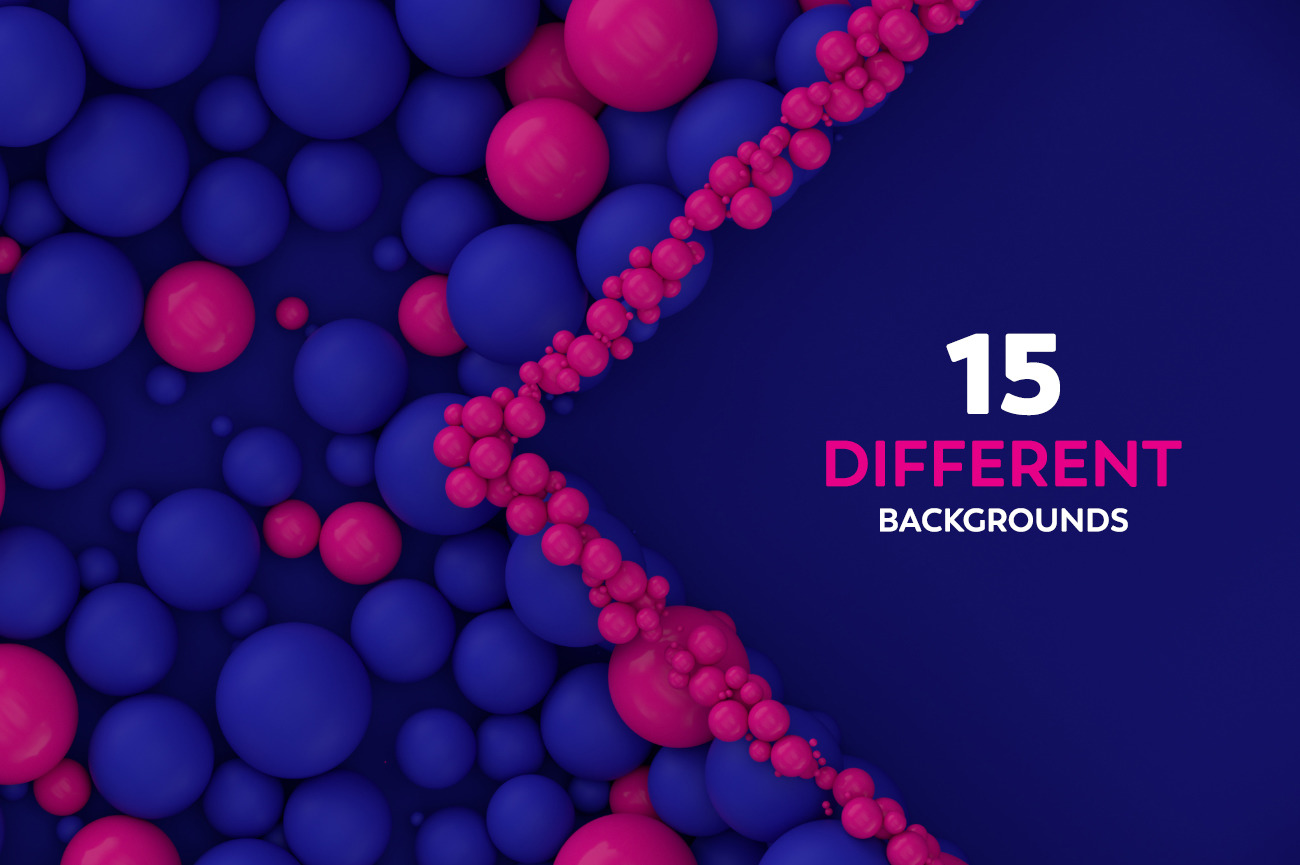 Abstract 3D Rendering Of Spheres -Blue And Pink Abstract 3D Rendering Of Spheres -Blue And Pink