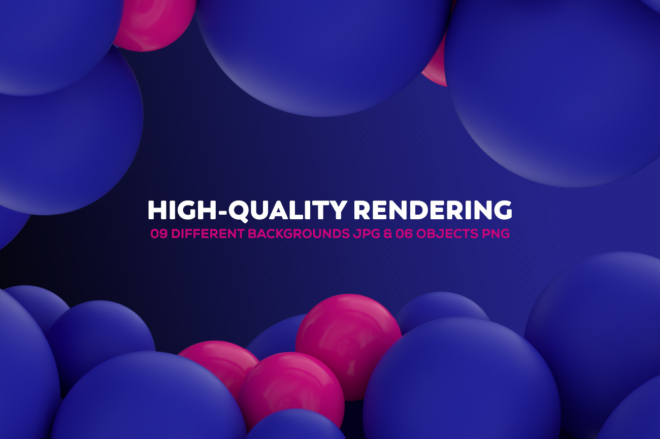 Abstract 3D Rendering Of Spheres -Blue And Pink Abstract 3D Rendering Of Spheres -Blue And Pink