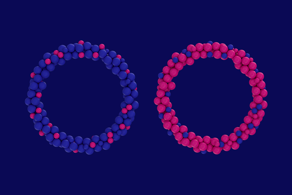 Abstract 3D Rendering Of Spheres -Blue And Pink