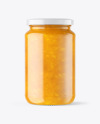 Clear Glass Jar with Mango jam Mockup