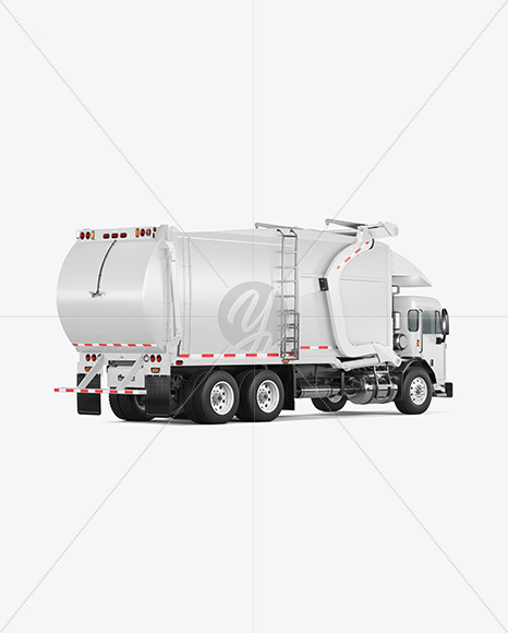 Garbage Truck Mockup - Back Half Side View