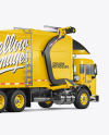 Garbage Truck Mockup - Back Half Side View