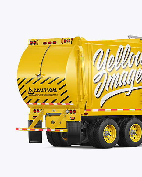 Garbage Truck Mockup - Back Half Side View