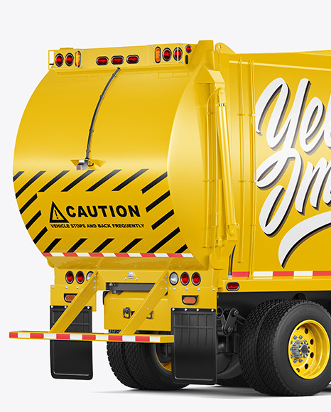 Garbage Truck Mockup - Back Half Side View