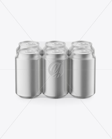 6 Pack Metallic Cans Mockup