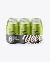 6 Pack Metallic Cans Mockup